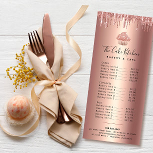 Cupcake Rose Gold Kupfer Glitter Bäckerei Chef Men Werbekarte