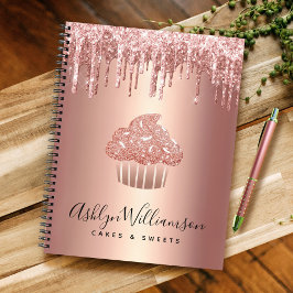 Cupcake Rose Gold Kupfer Glitzer Tropfen Bäckerei  Notizbuch