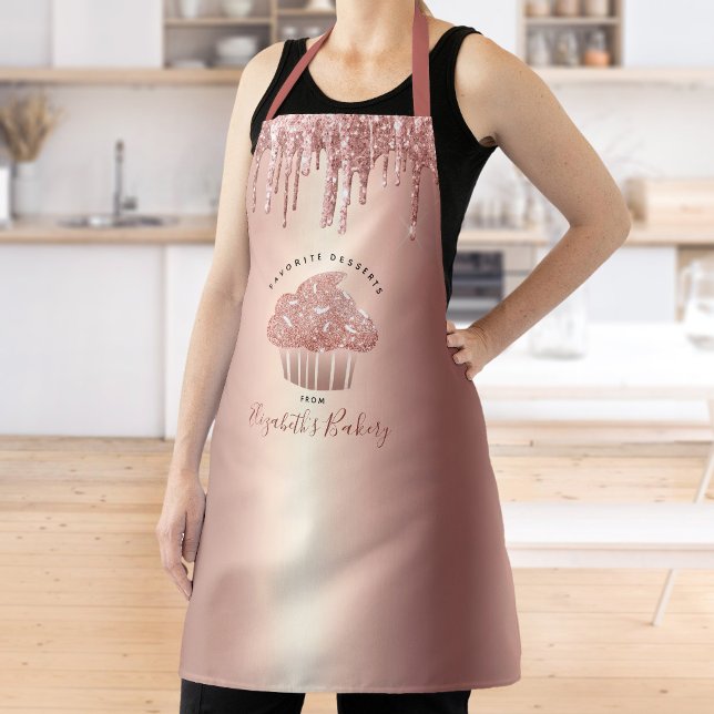 Cupcake Rose Gold Kupfer Glitzer Tropfen Bäckerei  Schürze (Von Creator hochgeladen)
