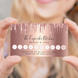 Cupcake Rose Gold Kupfer Glitzer Tropfen Bäckerei Treuekarte