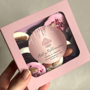 Cupcake Rose Gold Kupfer Tropfen Konditorei Koch B Runder Aufkleber