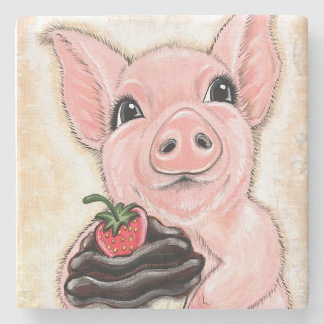Cupcake-Schwein-Stein-Unterlage Steinuntersetzer (Vorderseite)