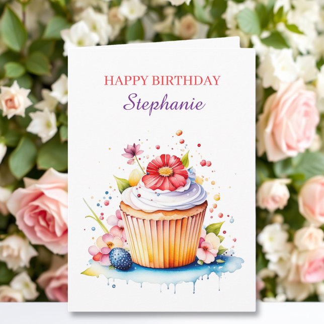 Cupcake Sentimental Personalisiert Geburtstag für  Karte (Von Creator hochgeladen)