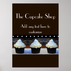 Cupcake Shop Black and Brown Poster