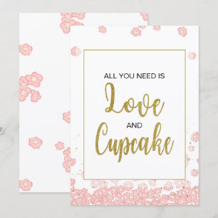 Cupcake Sign Brautparty  Rosa und Gold Einladung