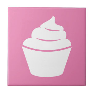 Cupcake Silhouette benutzerdefinierte quadratische Fliese