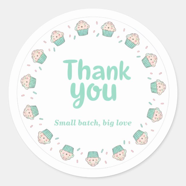 Cupcake Sprinkle Baking Thank You Sticker  (Vorderseite)