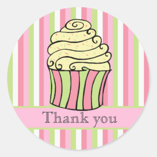 Cupcake Streifen Danke Label Aufkleber