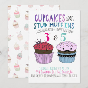 Cupcake & Stud Muffin Gemeinsame Party Einladung