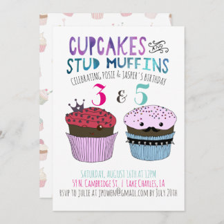 Cupcake & Stud Muffin Gemeinsame Party Einladung