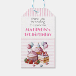 Cupcake Sweet Birday Party Mädchen Watercolor ONE Geschenkanhänger