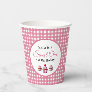 Cupcake Sweet One Mädchen 1. Geburtstagsfeier Pappbecher