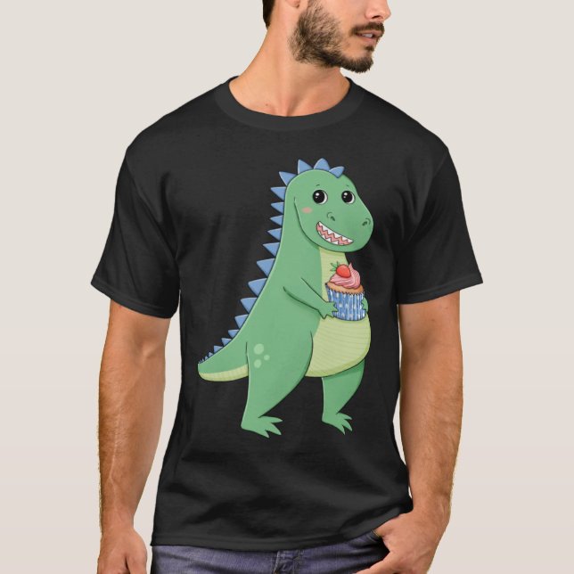 Cupcake T-Rex Dinosaur Baker Konditorei Koch Dino  T-Shirt (Vorderseite)