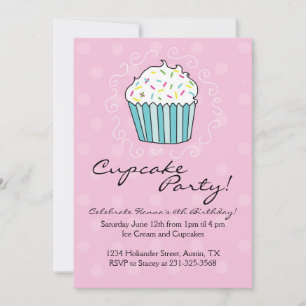 Cupcake thematische Geburtstagsparty Einladungen