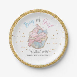 Cupcake Theme Gender Reveal Party Paper Plate Pappteller