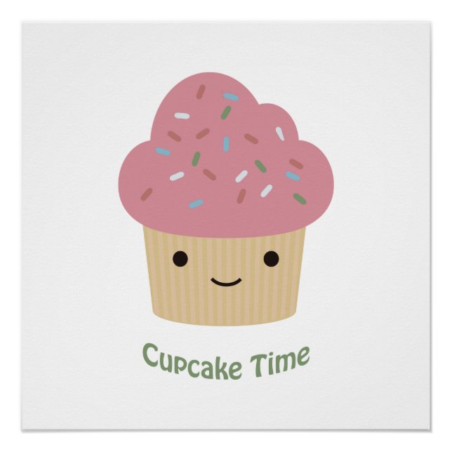 Cupcake Time! Niedlich Pink Cupcake Poster (Vorderseite)