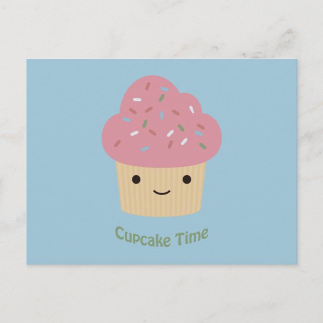 Cupcake Time! Niedlich Pink Cupcake Postkarte (Vorderseite)
