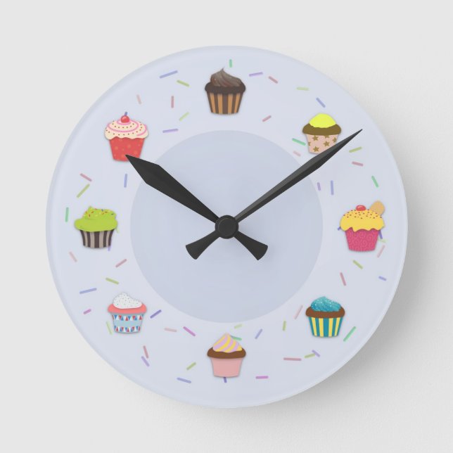 Cupcake Time Runde Wanduhr (Vorderseite)