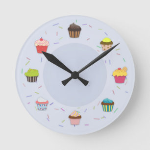 Cupcake Time Runde Wanduhr