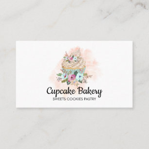 Cupcake-Torte-Bäcker-Gebäck-Wasserfarbe Visitenkarte