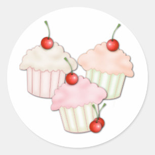 Cupcake Trio Runder Aufkleber