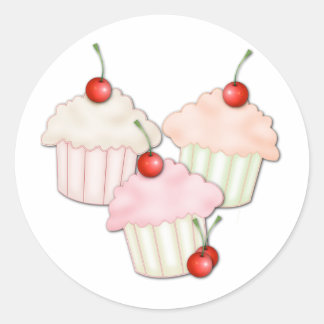 Cupcake Trio Runder Aufkleber