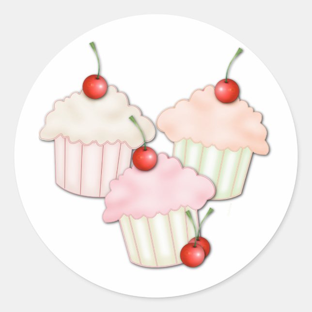 Cupcake Trio Runder Aufkleber (Vorderseite)