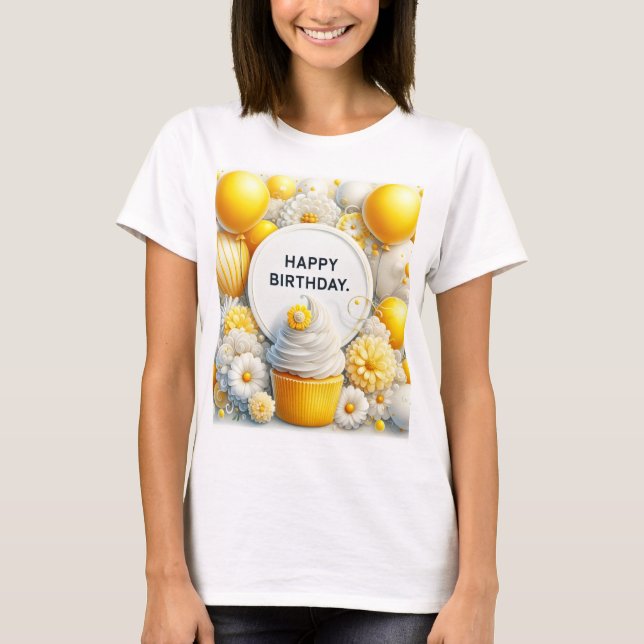 Cupcake und Ballon  T-Shirt (Vorderseite)