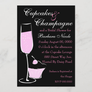 Cupcake und Champage Einladung