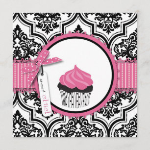 Cupcake und Damask Print Birthday Karte