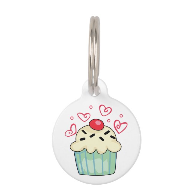 Cupcake und Hearts Haustiermarke (Vorderseite)