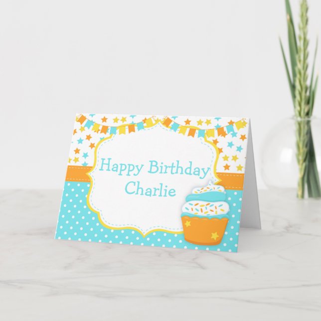 Cupcake und Streusel Geburtstagsfeier  Karte (Vorderseite)