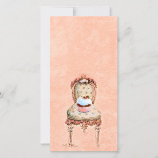 Cupcake und Stuhl im Vintage-Stil Foto Karte