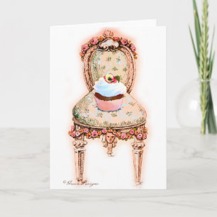 Cupcake und Stuhl Vintage Style Karten