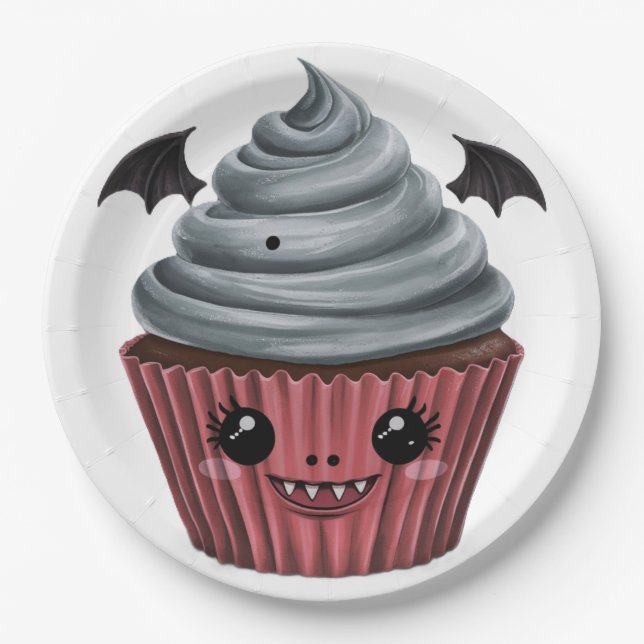 Cupcake Vampiro Fofo / Cute Vampire Cupcake Pappteller (Vorderseite)