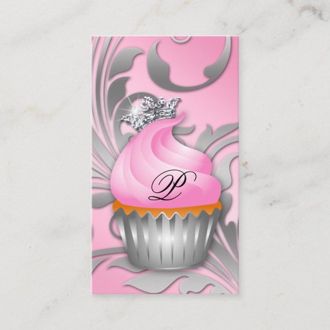 Cupcake Visitenkarte Krassy Silver Pink (Vorderseite)