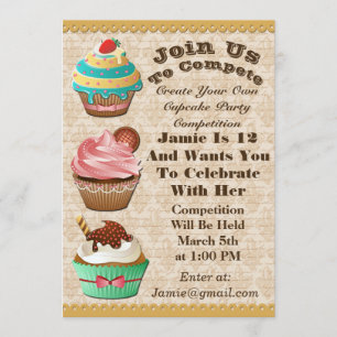 Cupcake Wars Bake Off Geburtstagsveranstaltung Lil Einladung