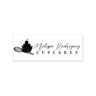 Cupcake Whisk Bäckerei Baker Schrift Logo Gummistempel