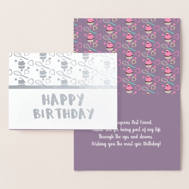 Cupcake Whisk Confetti Geometrie Geburtstag Folienkarte (Anzeige)