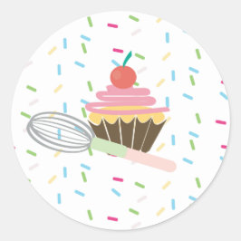 Cupcake Whisk Logo Sprinklen belohnen Runder Aufkleber
