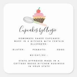 Cupcake Whisky Food Business Square Sticker