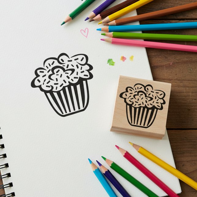 Cupcake Wooden Art Stamp For Crafts Gummistempel (Cute cupcake wooden art stamp.)