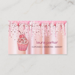 Cupcake Zuhause Bäckerei Konditoi Rose Gold Dripp Visitenkarte