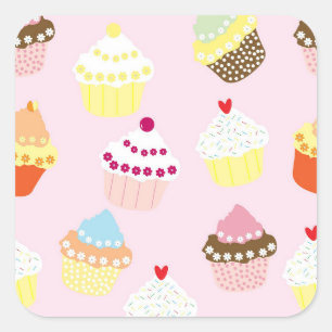 Cupcakes-Aufkleber Quadratischer Aufkleber