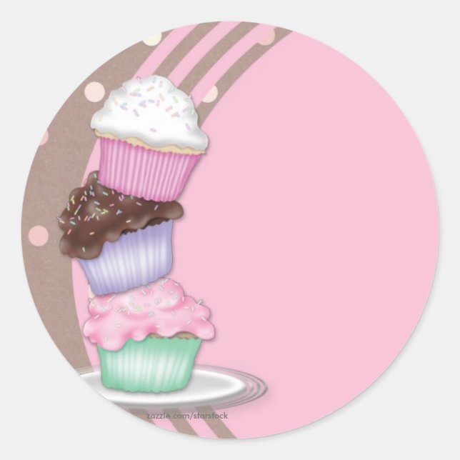 Cupcakes-Aufkleber Runder Aufkleber (Vorderseite)