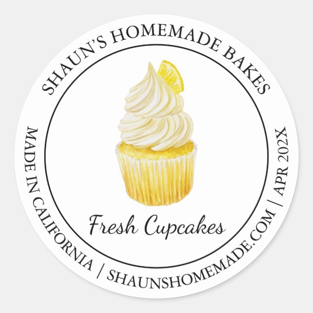 Cupcakes Backen Modernes Label Runder Aufkleber (Vorderseite)