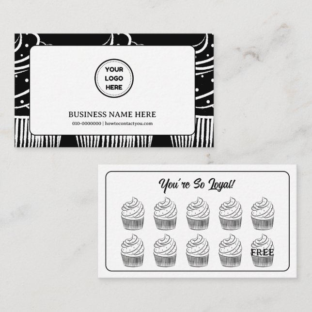 Cupcakes Bakery Coffee Shop Rewards Point Treuekarte (Vorne/Hinten)
