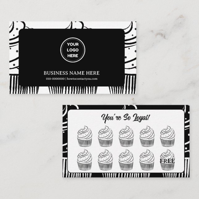 Cupcakes Bakery Coffee Shop Rewards Point Treuekarte (Vorne/Hinten)
