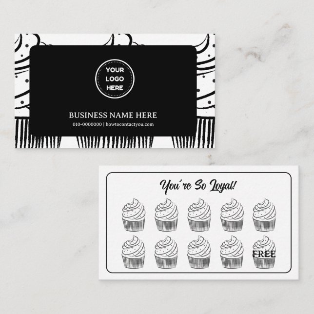 Cupcakes Bakery Coffee Shop Rewards Point Treuekarte (Vorne/Hinten)