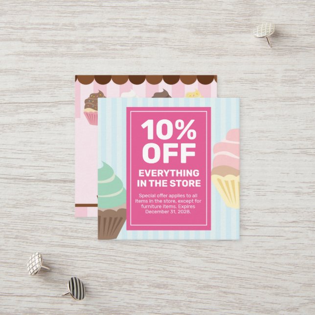 Cupcakes Bakery Coupon Card Sonderangebot Verkauf (Vorderseite/Rückseite Beispiel)